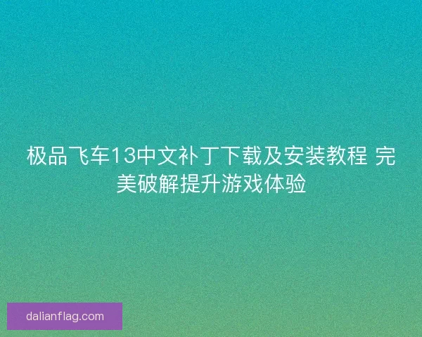 极品飞车13中文补丁下载及安装教程 完美破解提升游戏体验