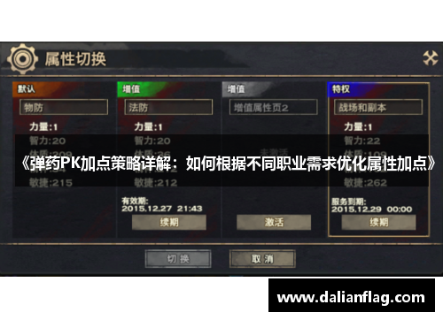 《弹药PK加点策略详解：如何根据不同职业需求优化属性加点》